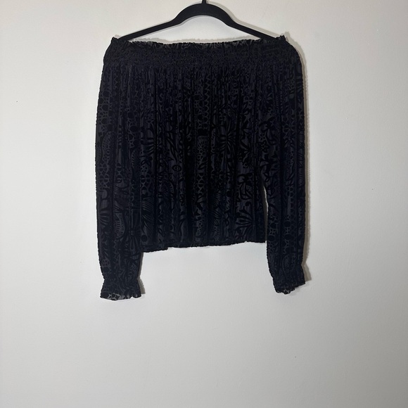 Free people A little twist velvet off the shoulder black top size XS witchy goth - Picture 9 of 13